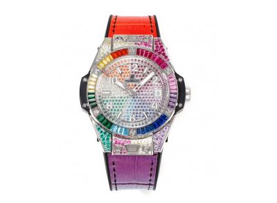 MS Factory Hublot Big Bang One-click Rainbow  Stainless Steel Case watch